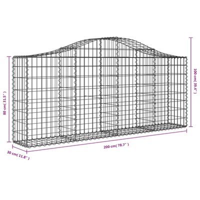 vidaXL Paniers à gabions arqués 3 pcs 200x30x80/100 cm Fer galvanisé