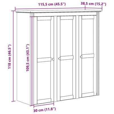 vidaXL Armoire avec portes vitrées BODO blanc marron bois pin massif