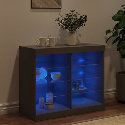 vidaXL Buffet avec lumières LED noir 81x37x67 cm