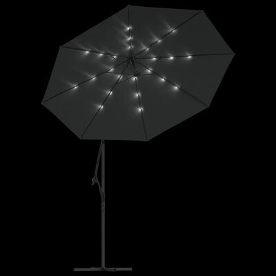 vidaXL Parasol de jardin en porte-à-faux et lumières LED mât en acier