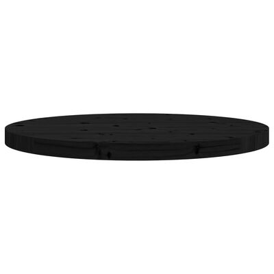 vidaXL Dessus de table rond noir Ø60x3 cm bois de pin massif