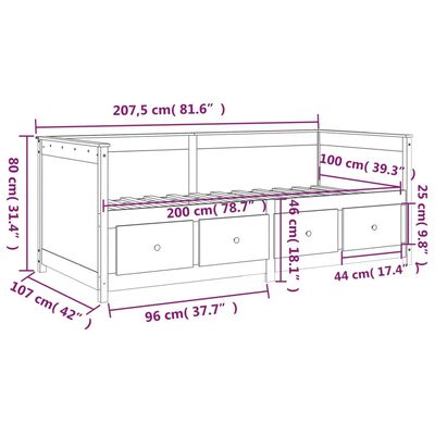 vidaXL Lit de jour sans matelas blanc 100x200 cm bois de pin massif