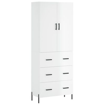 vidaXL Buffet haut Blanc brillant 69,5x34x180 cm Bois d'ingénierie