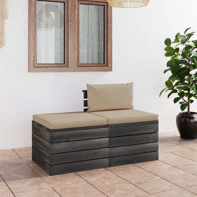 vidaXL Salon palette de jardin 2 pcs avec coussins Bois de pin massif