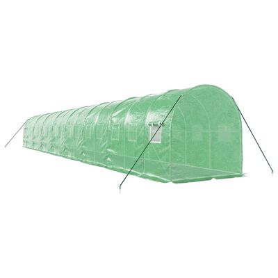 vidaXL Serre avec cadre en acier vert 32 m² 16x2x2 m