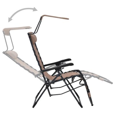 vidaXL Chaises pliables de terrasse lot de 2 Textilène Taupe