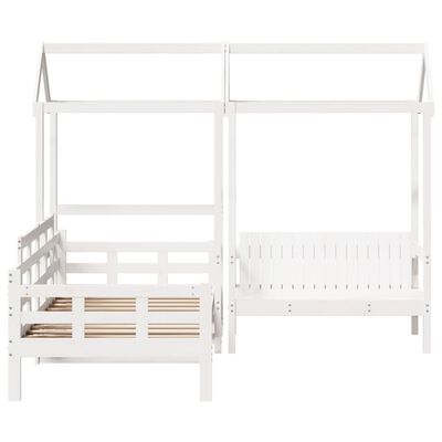 vidaXL Ensemble de lit de jour et de banc avec toit sans matelas blanc