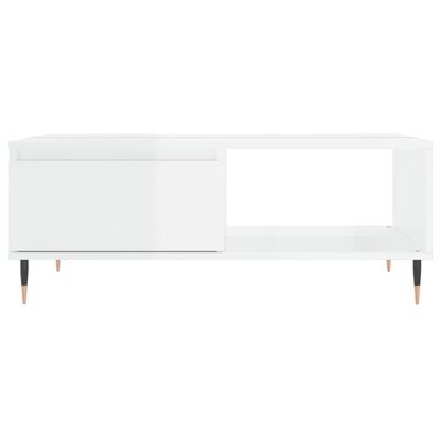 vidaXL Table basse blanc brillant 90x60x35 cm bois d'ingénierie