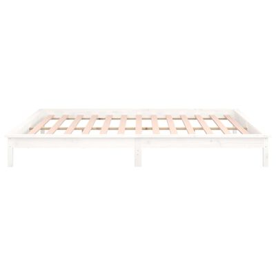 vidaXL Cadre de lit à LED sans matelas blanc 160x200 cm bois massif