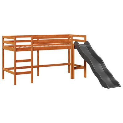 vidaXL Lit mezzanine enfants et rideaux bleu 80x200cm bois pin massif