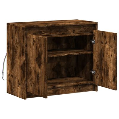 vidaXL Buffet avec LED chêne fumé 72x34x61 cm bois d'ingénierie