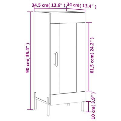 vidaXL Buffet Gris béton 34,5x34x90 cm Bois d'ingénierie