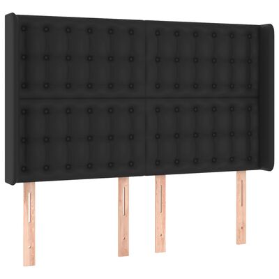 vidaXL Sommier à lattes de lit matelas LED Noir 140x200cm Similicuir