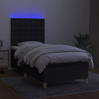 vidaXL Sommier à lattes de lit et matelas et LED Noir 100x200 cm Tissu