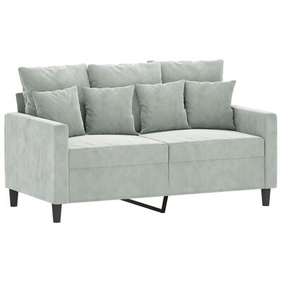 vidaXL Canapé à 2 places Gris clair 120 cm Velours