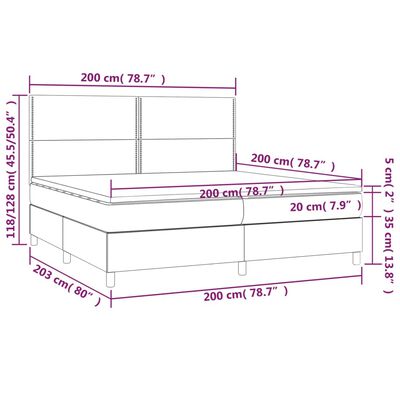 vidaXL Sommier à lattes de lit avec matelas et LED Noir 200x200 cm