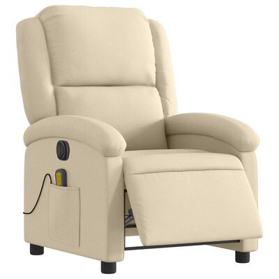 vidaXL Fauteuil inclinable de massage électrique crème tissu