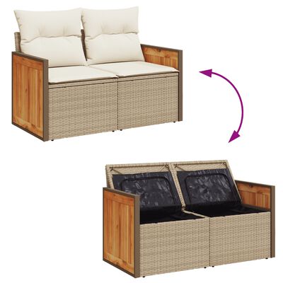 vidaXL Salon de jardin avec coussins 3 pcs beige résine tressée