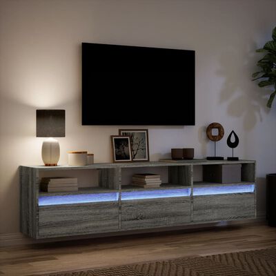 vidaXL Meuble TV mural avec LED sonoma gris 180x31x45 cm