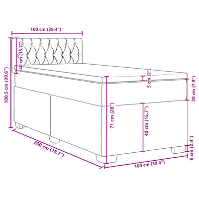 vidaXL Sommier à lattes de lit avec matelas Gris clair 100x200cm Tissu