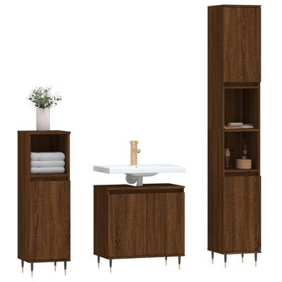 vidaXL Ensemble de meubles de salle de bain 3 pcs Chêne marron