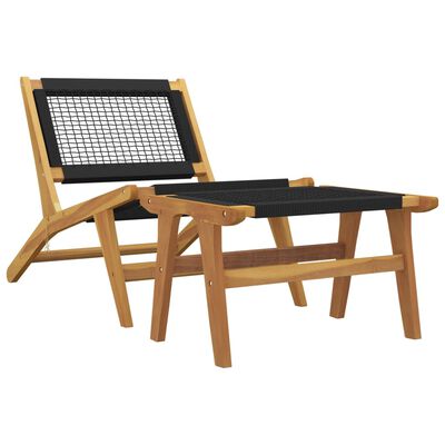 vidaXL Chaise de jardin et repose-pieds Bois teck solide et polyester