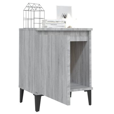 vidaXL Table de chevet avec pieds en métal Sonoma gris 40x30x50 cm