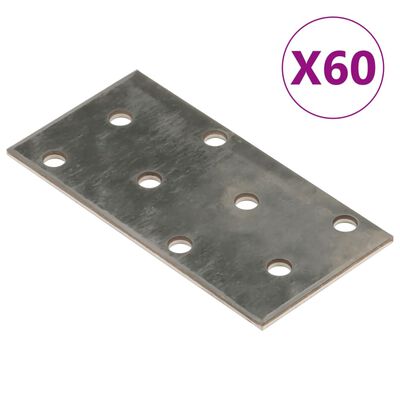 vidaXL Plaques perforées 60 pcs 2 mm 80x40 mm acier galvanisé