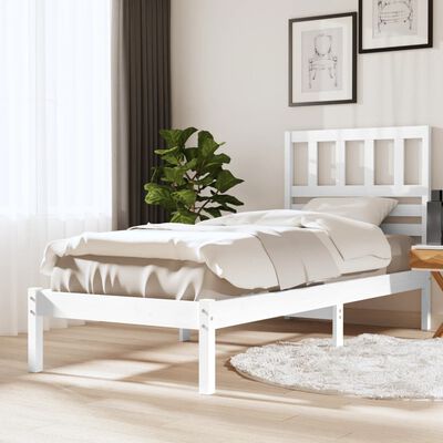 vidaXL Cadre de lit Blanc Bois de pin massif 90x200 cm