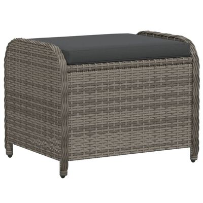 vidaXL Tabouret de jardin avec coussin gris 58x46x46 cm résine tressée