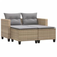 vidaXL Canapé de jardin 2 places avec tabourets beige résine tressée