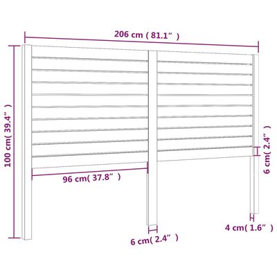 vidaXL Tête de lit 206x4x100 cm Bois massif de pin