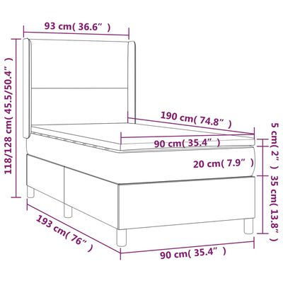 vidaXL Sommier à lattes de lit matelas LED Gris clair 90x190cm Velours