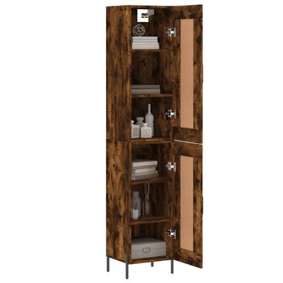 vidaXL Buffet haut Chêne fumé 34,5x34x180 cm Bois d'ingénierie