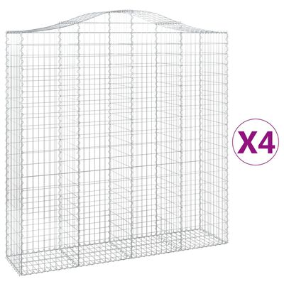 vidaXL Paniers à gabions arqués 4 pcs 200x50x200/220 cm Fer galvanisé