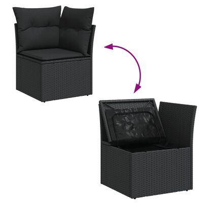 vidaXL Salon de jardin 10 pcs avec coussins noir résine tressée