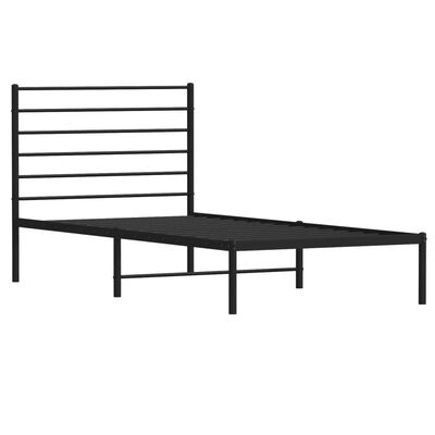 vidaXL Cadre de lit métal sans matelas avec tête de lit noir 80x200 cm