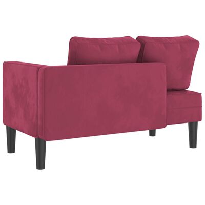 vidaXL Chaise longue avec coussins rouge bordeaux velours