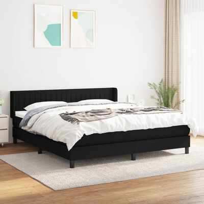 vidaXL Sommier à lattes de lit avec matelas Noir 160x200 cm Tissu