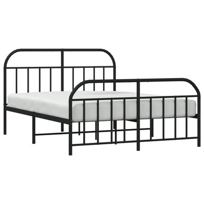 vidaXL Cadre de lit métal sans matelas avec pied de lit noir 140x200cm