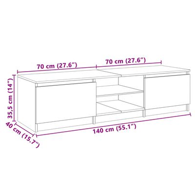 vidaXL Meuble TV avec lumières LED blanc 140x40x35,5 cm