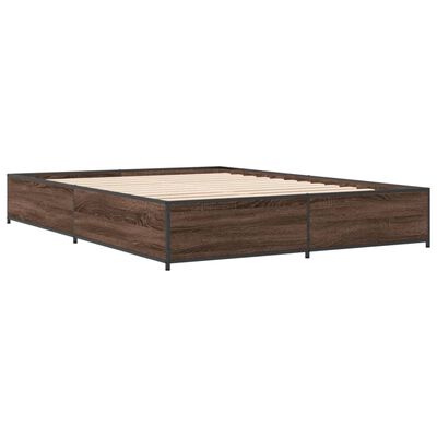 vidaXL Cadre de lit chêne marron 150x200 cm bois d'ingénierie et métal