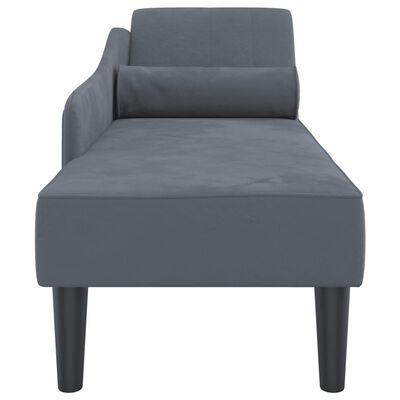 vidaXL Chaise longue avec coussins gris foncé velours