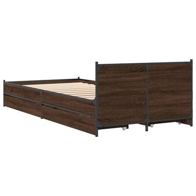 vidaXL Cadre de lit et tiroirs chêne marron 100x200 cm bois ingénierie