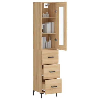 vidaXL Buffet haut Chêne sonoma 34,5x34x180 cm Bois d'ingénierie