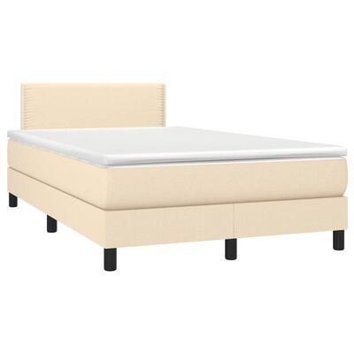 vidaXL Sommier à lattes de lit matelas et LED crème 120x190 cm tissu