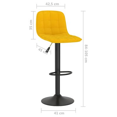 vidaXL Tabourets de bar lot de 2 Jaune Velours