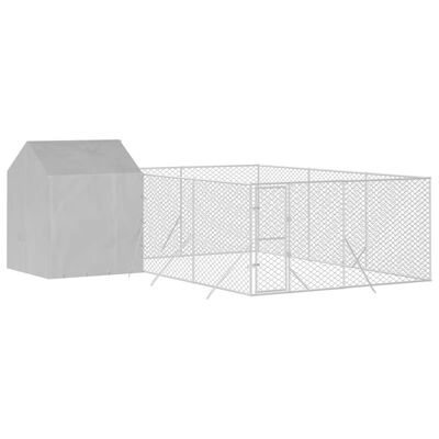 vidaXL Chenil d'extérieur pour chiens avec toit argenté 6x6x2,5 m