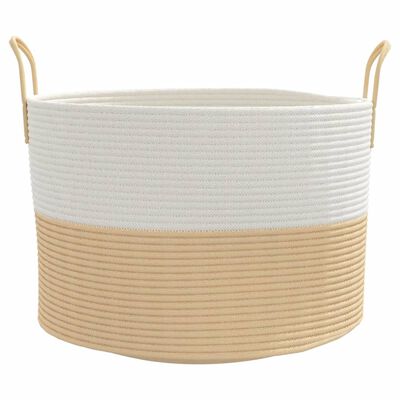 vidaXL Panier de rangement beige et blanc Ø51x33 cm coton