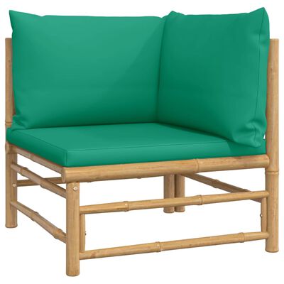 vidaXL Salon de jardin 2 pcs avec coussins vert bambou